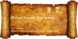 Mihalicsek Korinna névjegykártya